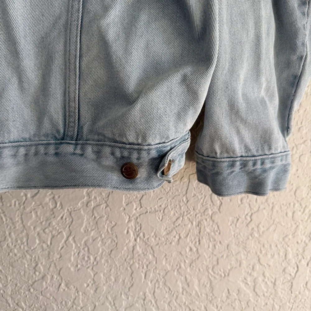 Vintage Pepsi Cola Denim Jean Jacket Long Sleeve‎ Coat Light Wash Distressed XL